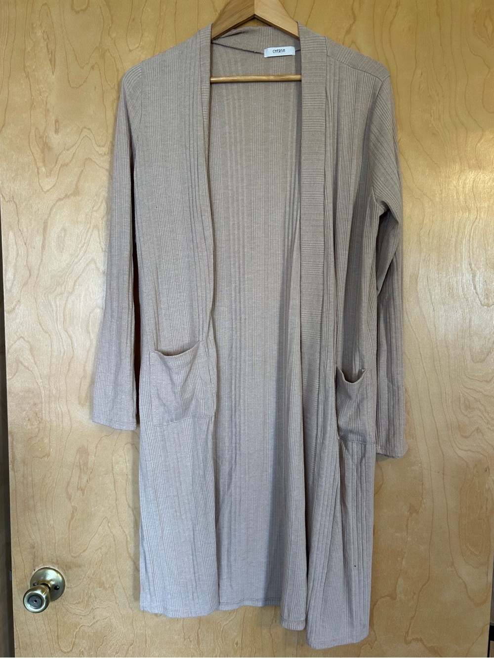Open-Front Cardigan in Tan